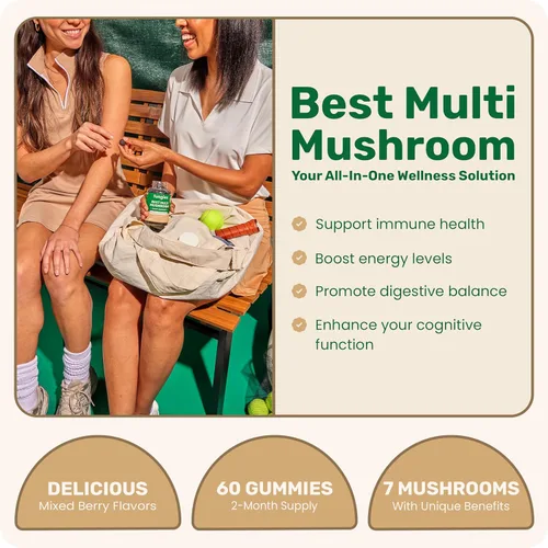 Miniatura 2 de Fungies Gomitas de Hongos Múltiples para Hombres y Mujeres - Suplemento de Hongos Incluye Melena de León, Cordyceps, Reishi, Chaga, Shiitake