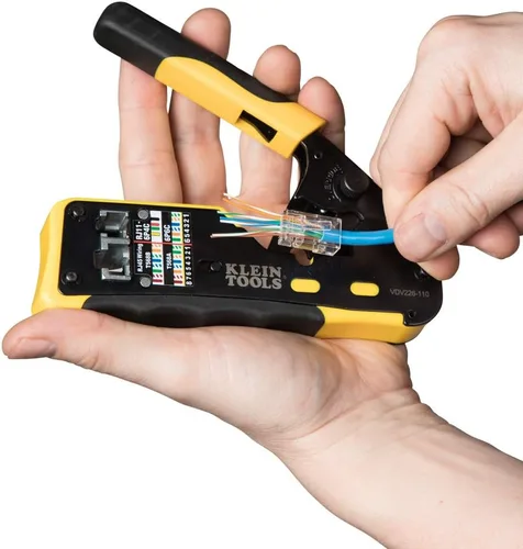 Miniatura 14 de Klein Tools Kit de probador de cables VDV501-851 y crimpadora modular de trinquete VDV226-110, pelacables, cortador de cables, para conectores