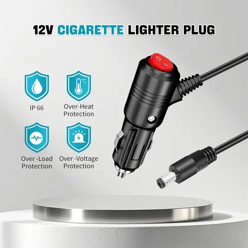 Miniatura 2 de Enchufe de encendedor de cigarrillos de 12 V con encendido y apagado, conector adaptador de enchufe macho resistente de 12 voltios de 15 A, 6 pies