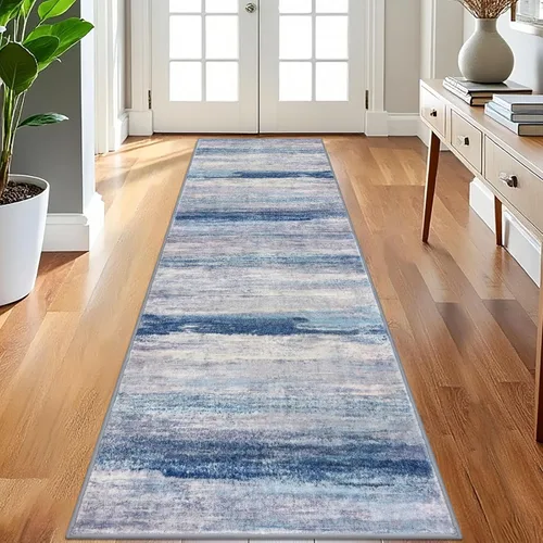 Miniatura 182 de KOZYFLY – Alfombra de pasillo moderna y lavable de diseño abstracto verde, 2 x 5 pies, antideslizante, suave y de pelo corto, ideal para cocina