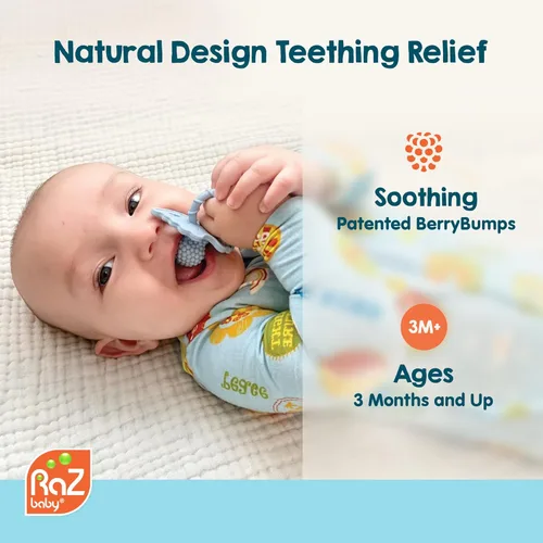 Miniatura 2 de RaZbaby RaZberry - Juguete de silicona para bebés, diseño manos libres, diseño de manos libres, diseño fácil de sostener, chupete para aliviar