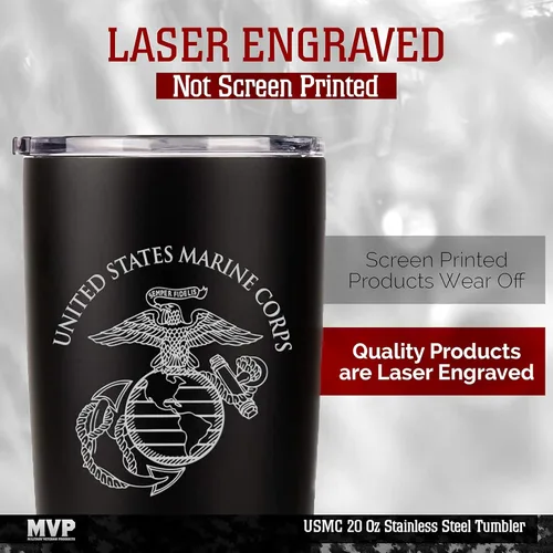 Miniatura 3 de Military Gift Shop Marine Corps - Vaso aislado de 20 onzas, vaso de viaje de acero inoxidable de doble pared, duradero y a prueba de fugas, USMC
