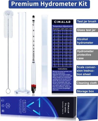 Miniatura 3 de CIMALAB Kit de medidor de alcohol hidrómetro, hidrómetro de alcohol 0-200 a prueba y Tralle con tarro de prueba de hidrómetro, probador de alcohol a