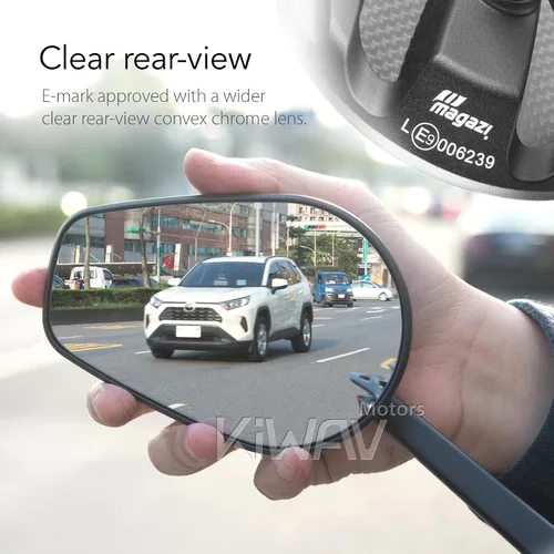 Miniatura 9 de KiWAV Aftermarket - Espejos retrovisores laterales cónicos Mamba real fibra de carbono negro convexo ajustable M8 0.315 in 1.25 adaptadores de paso