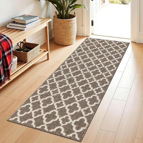 Miniatura 21 de U'Artlines Alfombra de pasillo larga para pasillo de 2 x 8 pies, antideslizante, alfombra de piso de cocina, patrón geométrico beige, lavable a