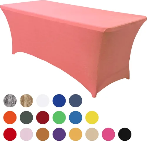 Miniatura 70 de Obstal Funda de mesa de elastano elástica de 4 pies para mesas plegables estándar, paquete de 2 manteles rectangulares universales ajustables