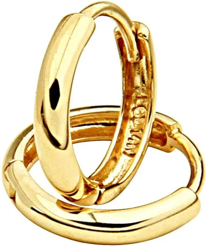 Aretes Huggie de oro amarillo o blanco real de 14 quilates de grosor de 0.059 in (0.315 x 0.315 in)