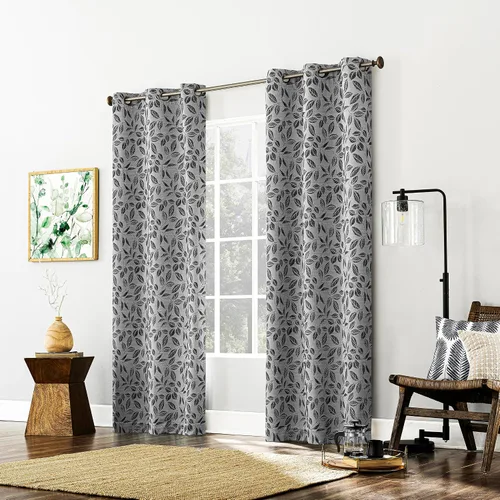 Miniatura 5 de Sun Zero Satti Panel de cortina 100% opaca con ojales bordados, perla/gris, 40 pulgadas de ancho x 84 pulgadas de largo (1 panel)