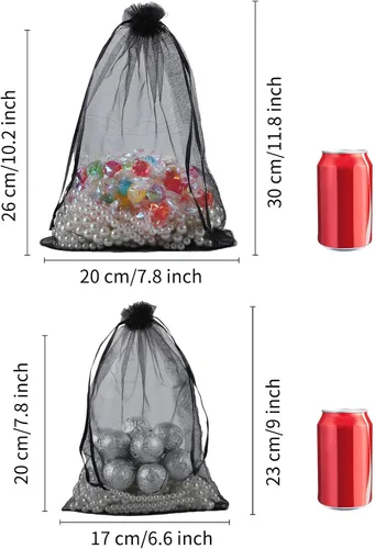 Miniatura 3 de Mstar Pack 100 bolsas de organza, organza transparente gris, recuerdo de boda con cordón, bolsa de regalo de joyería para fiestas, joyas, jabones
