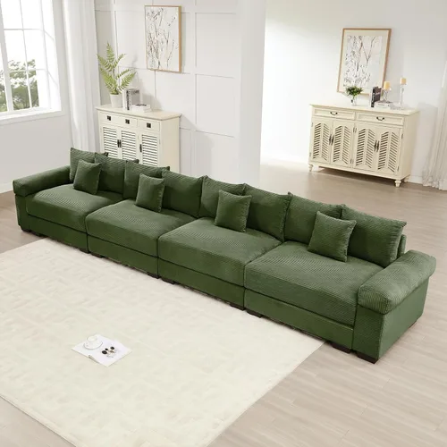 Miniatura 42 de Sofá modular de gran tamaño de 117.3 pulgadas, sofás modulares grandes de pana para sala de estar, sofás de 3 plazas, moderno juego de sofá de Blanco