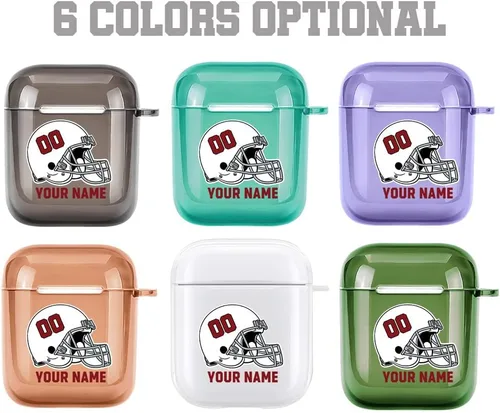 Miniatura 3 de Funda de casco de fútbol con nombre y número para Apple AirPods de 2ª y 1ª generación, regalo personalizado para fanáticos de los deportes de Arizona
