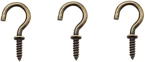 Miniatura 6 de Ganchos de techo pequeños de bronce – Luces atornilladas de 5/8 pulgadas y ganchos de joyería (paquete de 40)