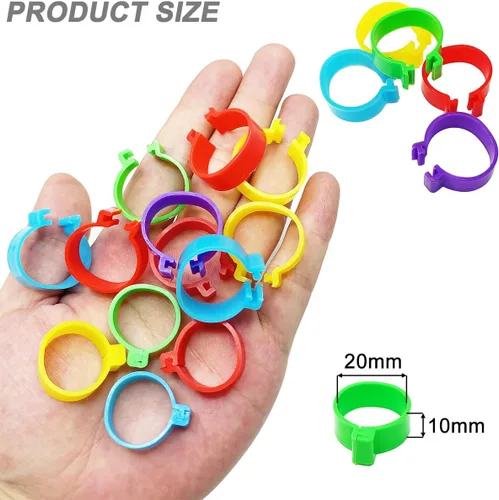 Miniatura 2 de 100 piezas 20 mm bandas grandes de identificación para patas de pollo, bandas para patas de pato, bandas para patas de aves de corral, anillos