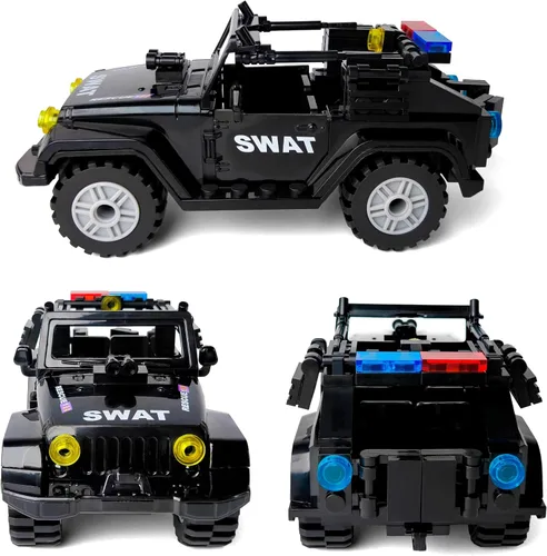 Miniatura 2 de Toysvill SWAT - Juego de bloques de construcción de policía militar SUV + minifiguras de soldados (12 piezas) con armas y accesorios de regalo