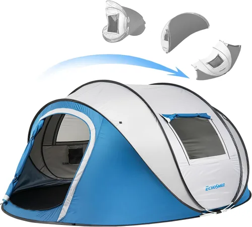 Miniatura 17 de EchoSmile Tienda de campaña desplegable para 2/4/6 personas, fácil instalación, cúpula resistente al agua, portátil con bolsa de transporte Blanco