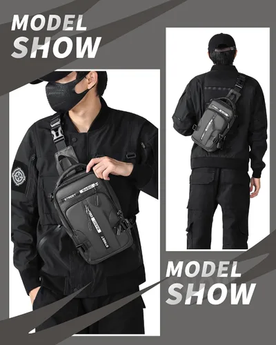 Miniatura 24 de Mochila cruzada pequeña negra para hombre y mujer, H-Negro, S, Moda