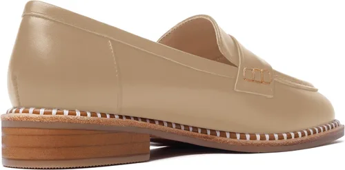 Miniatura 5 de FOGEENA Mocasines de cuero mate para mujer, estilo casual, sin cordones, punta redonda, tacón bajo grueso, zapatos de vestir de 1 pulgada