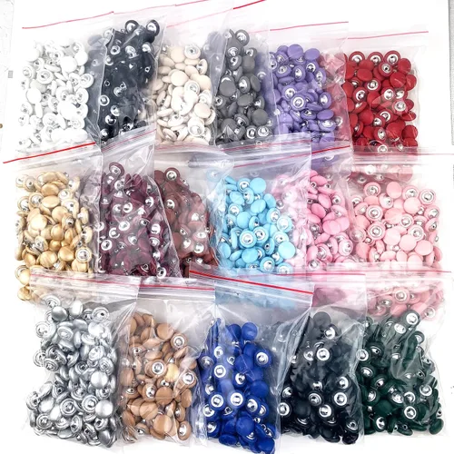 Miniatura 4 de Heyiwell 30 botones redondos cubiertos de cuero con vástago de metal, para vestidos de novia, camisas, vestidos, manualidades de costura (beige, mm)