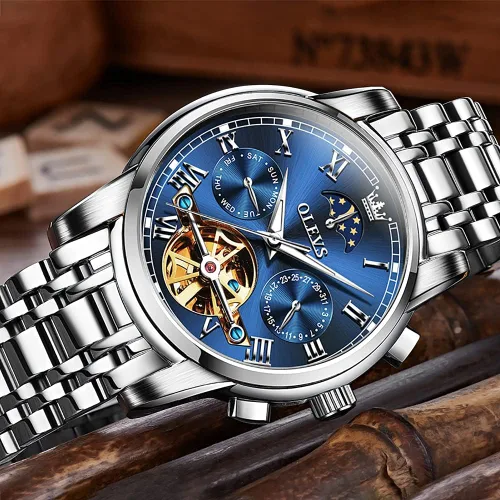 Miniatura 71 de OLEVS Relojes automáticos para hombre, esqueleto mecánico, de lujo, a la moda, reloj de pulsera luminoso impermeable