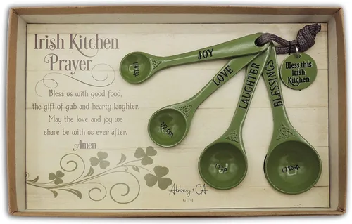 Abbey & CA Gift Juego de cucharas medidoras de cocina irlandesas verdes de Cathedral Art, conjunto de 4