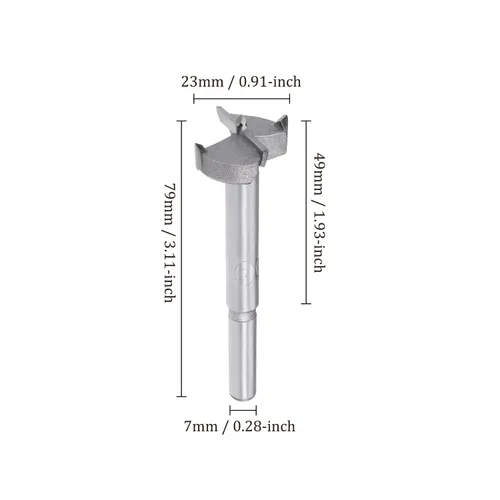 Miniatura 3 de Forstner Broca - Broca de carburo de tungsteno de 0.98 pulgadas para muebles de madera, bisagra, carpintería, vástago redondo, gris