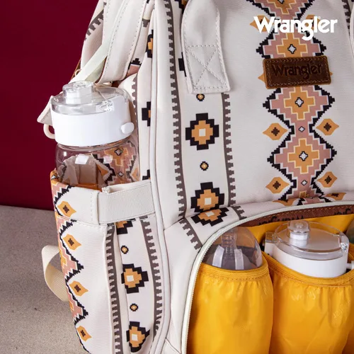 Miniatura 4 de Montana West Wrangler Bolsa Mochila para Pañales Mochila de Viaje Azteca Carteras Occidentales Multifunción Bolsas para Bebé para Mamá con Bolsillos