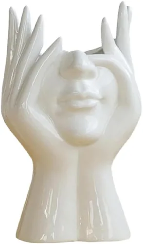 Miniatura 10 de Jarrón de cerámica con forma de mujer, ideal para decoración de estante, moderno florero para decoración de mesa, florero pequeño de granja