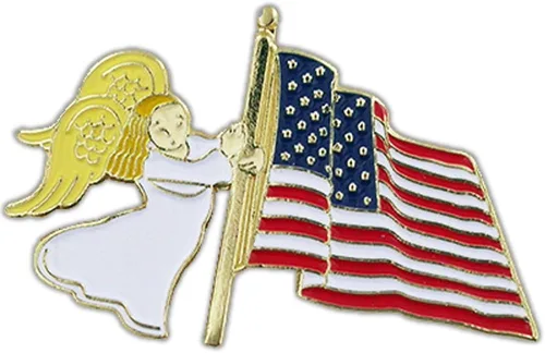 Miniatura 16 de PinMart Cruz patriótica con bandera estadounidense ondeando la bandera de Estados Unidos – Pin de solapa esmaltado – SecureClutch Back