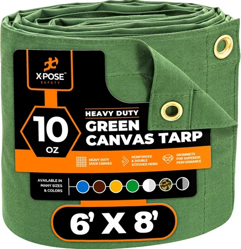 Miniatura 99 de Xpose Safety Lona de Lona - Lonas de Lona Verde de 10oz Resistentes al Agua con Ojales de Latón - Lona Multiusos para Exteriores para Campamento