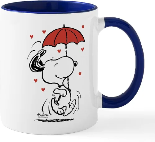Miniatura 9 de CafePress Peanuts: Snoopy Raining Hearts - Taza de café de cerámica (11.0 fl oz)