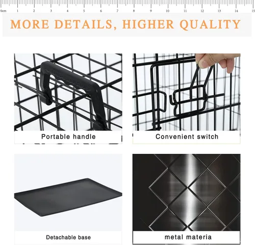Miniatura 2 de Dopinmin Jaula grande para perros de 42 pulgadas, jaula de doble puerta para mascotas, jaula plegable de alambre de metal con panel divisor, bandeja