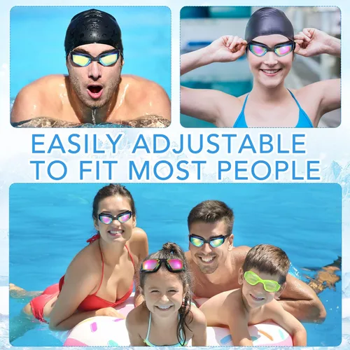 Miniatura 6 de Fabbay Paquete de 6 gafas de natación antivaho sin fugas, protección completa, para adultos, mujeres, hombres y jóvenes