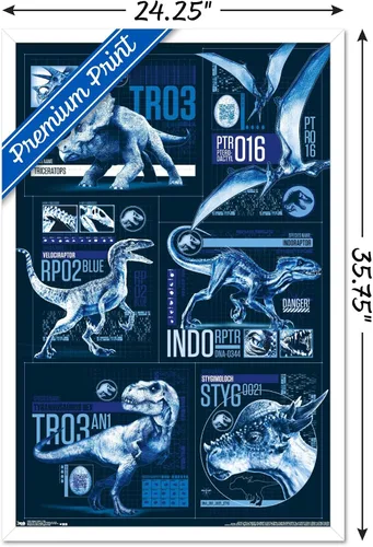 Miniatura 37 de Trends International Jurassic World: Fallen Kingdom - Póster de pared con cuadrícula, 14.725 x 22.375 pulgadas, versión enmarcada de madera