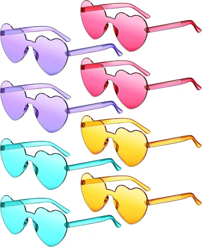 Lentes de sol sin marco, en forma de corazón, transparentes, color caramelo, para recuerdos de fiesta, 8 pares.