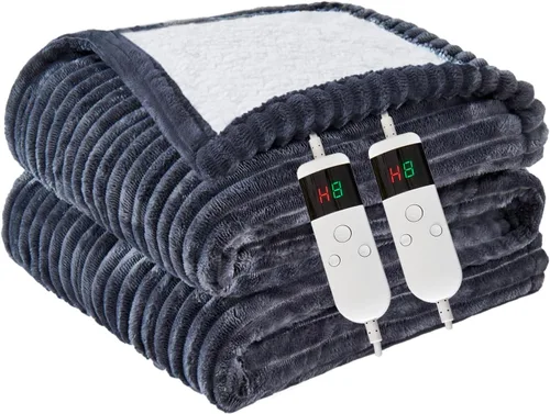 Miniatura 17 de Manta térmica portátil con mangas y bolsillo para el pie, manta térmica de calentamiento rápido con 10 ajustes de calor apagado automático