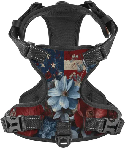 Miniatura 17 de 250th USA Anniversary Reflective Dog Harness No Pull Soft Vest Harness for Small Medium Large Dog Puppy Pets (Small Size)