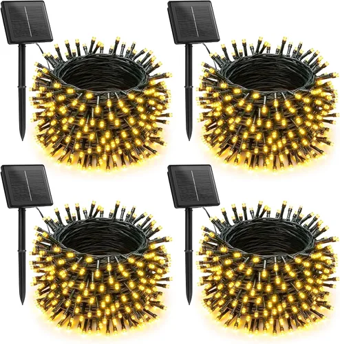 Miniatura 19 de Brightown Paquete de 2 luces solares de cadena para exterior, cada una de 46 pies, 120 luces LED, luces solares de cadena para exterior con 8 modos