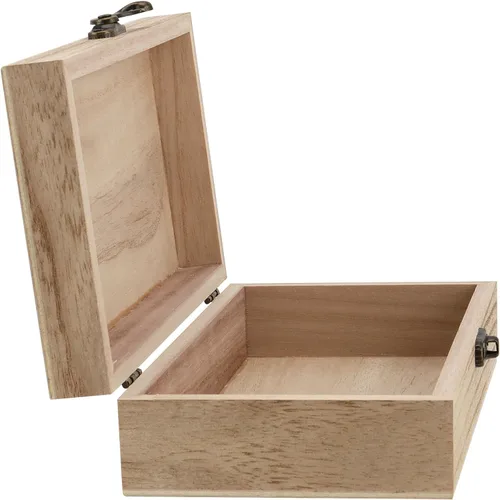 Miniatura 5 de FUNSUEI 10 cajas de madera de 7.9 x 3.9 x 2 pulgadas, caja de madera sin terminar, cajas de madera para manualidades, cajas de madera con tapa