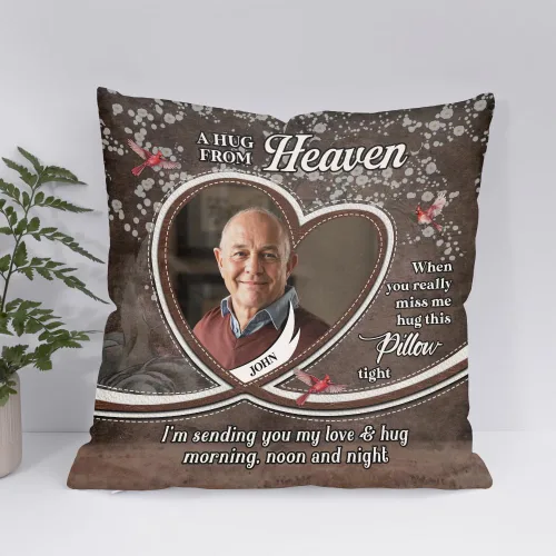 Miniatura 2 de ENCYCOM Almohada personalizada con texto en inglés "A Hug from Heaven", regalo de condolencias por pérdida de seres queridos, regalos de recuerdo