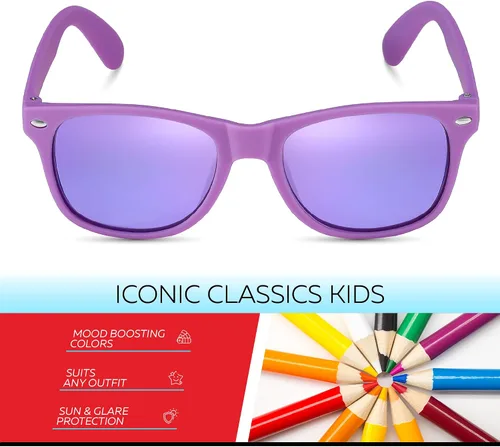 Miniatura 88 de Retro Rewind Lentes de sol para niños y niñas de 3 a 12 años, inastillables, UV400, lentes de sol para niños pequeños