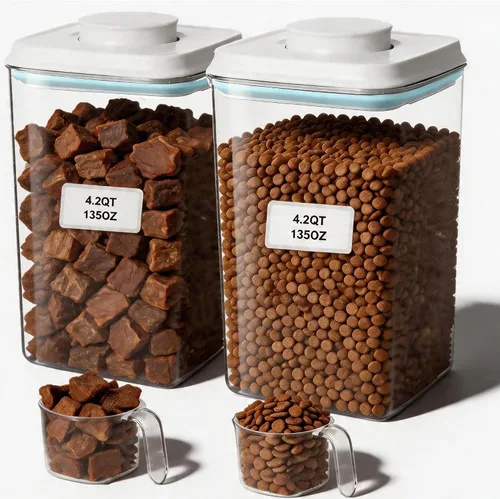 Miniatura 9 de Contenedor de alimentos para perros y gatos, contenedor de almacenamiento de alimentos con tapa pop de 2.8 cuartos para croquetas y golosinas