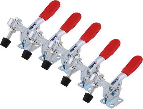 Walfront Abrazadera de palanca de liberación rápida resistente, horizontal, acero y goma, capacidad de retención de 500.4 lbs, paquete de 5