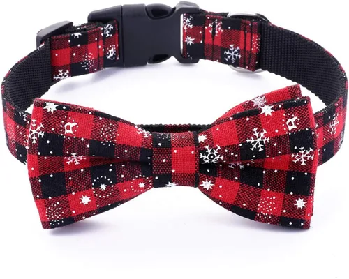 Miniatura 7 de Collar de Navidad Malier con Pajarita - Collares Clásicos Rojos de Vacaciones para Niñas y Niños, Ajustable para Perros y Gatos Pequeños a Grandes