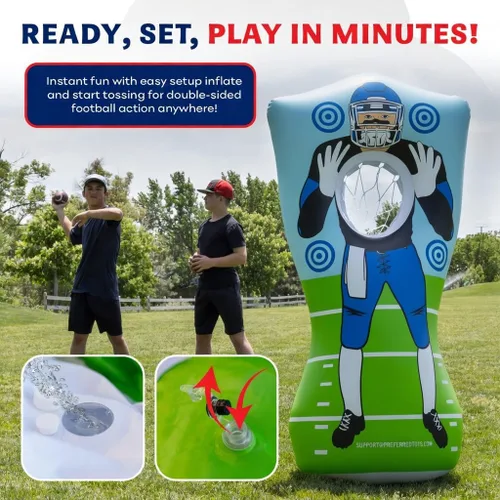 Miniatura 4 de Preferred Toys Juego inflable de fútbol de 65 pulgadas, juego de lanzamiento de red de doble cara con mini bolas, juguete deportivo para fiestas