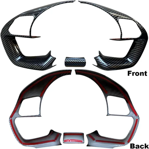 Miniatura 3 de Ruihe Funda de volante de color de fibra de carbono moldura apta para Hyundai Elantra, Santa Cruz, Tucson 2021-2025 diseño universal y accesorio