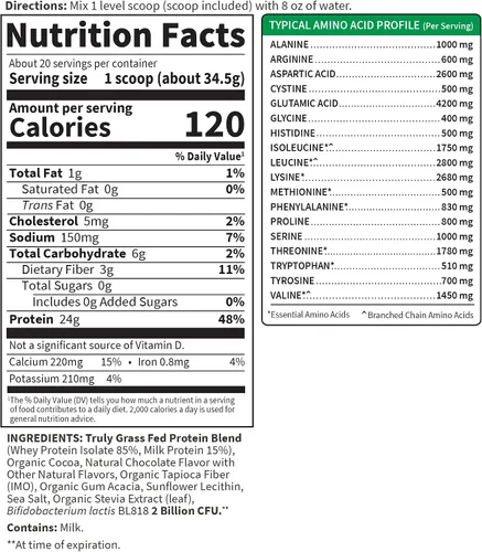 Miniatura 5 de Suplemento Dietario deportivo Garden of Life: Polvo de proteína de suero de leche, obtenido de ganado con alimentación de pastura certificada, 1, 1