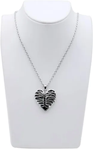 Miniatura 5 de Controse Collar de corazón de caja torácica de acero inoxidable plateado de 17 a 19 pulgadas con cadena ajustable, Acero inoxidable