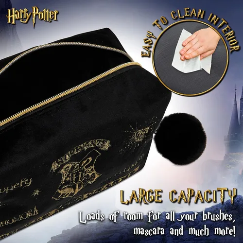 Miniatura 4 de Harry Potter Regalos para mujeres, bolsa de maquillaje de terciopelo, bolsa de cosméticos, organizador de viaje, pequeña bolsa de aseo para Negro