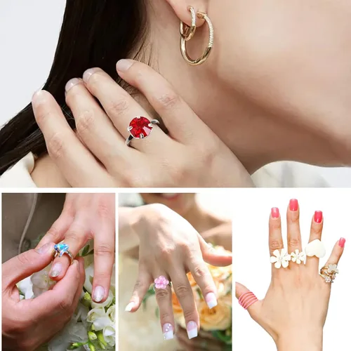 Miniatura 7 de TOAOB - 60 anillos en blanco chapados en plata, anillos planos ajustables con base en blanco