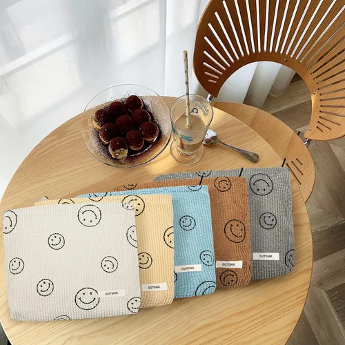 Miniatura 8 de Bolsa de maquillaje para mujeres, bolsa de cosméticos de pana con diseño estético, bolsa de mano para damas, estuche para lápices para niñas, lindo